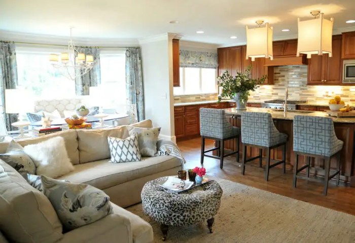 How to decorate open concept kitchen living room