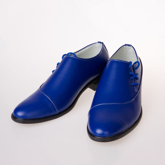 Royal blue and white men's dress shoes