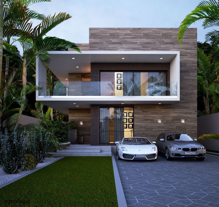 Desain tembok depan rumah modern